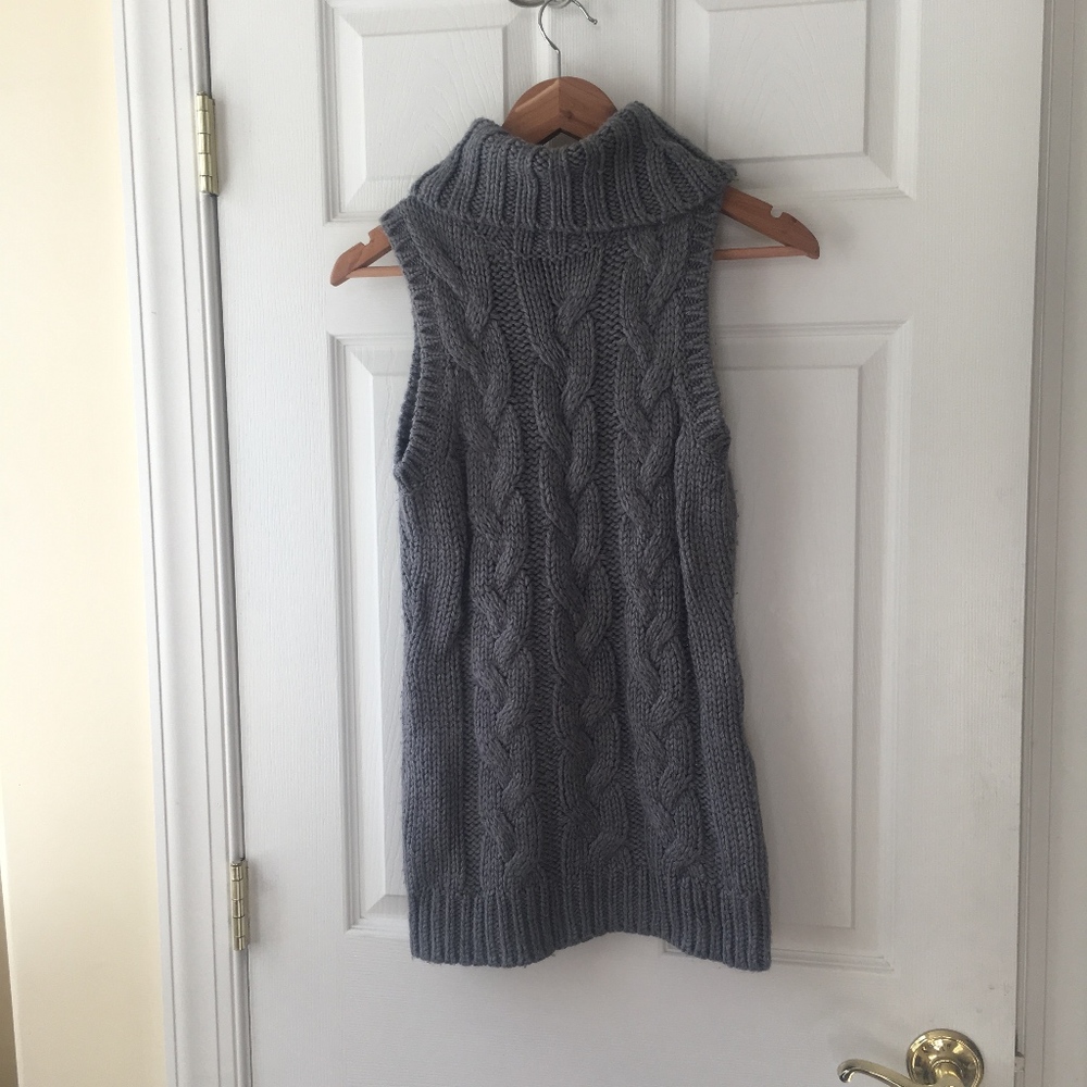 Grey Esprit sleeveless turtleneck sweater tunic XS
